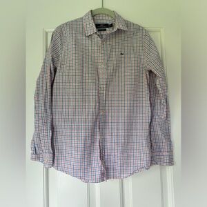 Boys’ Vineyard Vines Plaid Pink and Blue Button-Down Long-Sleeved Shirt